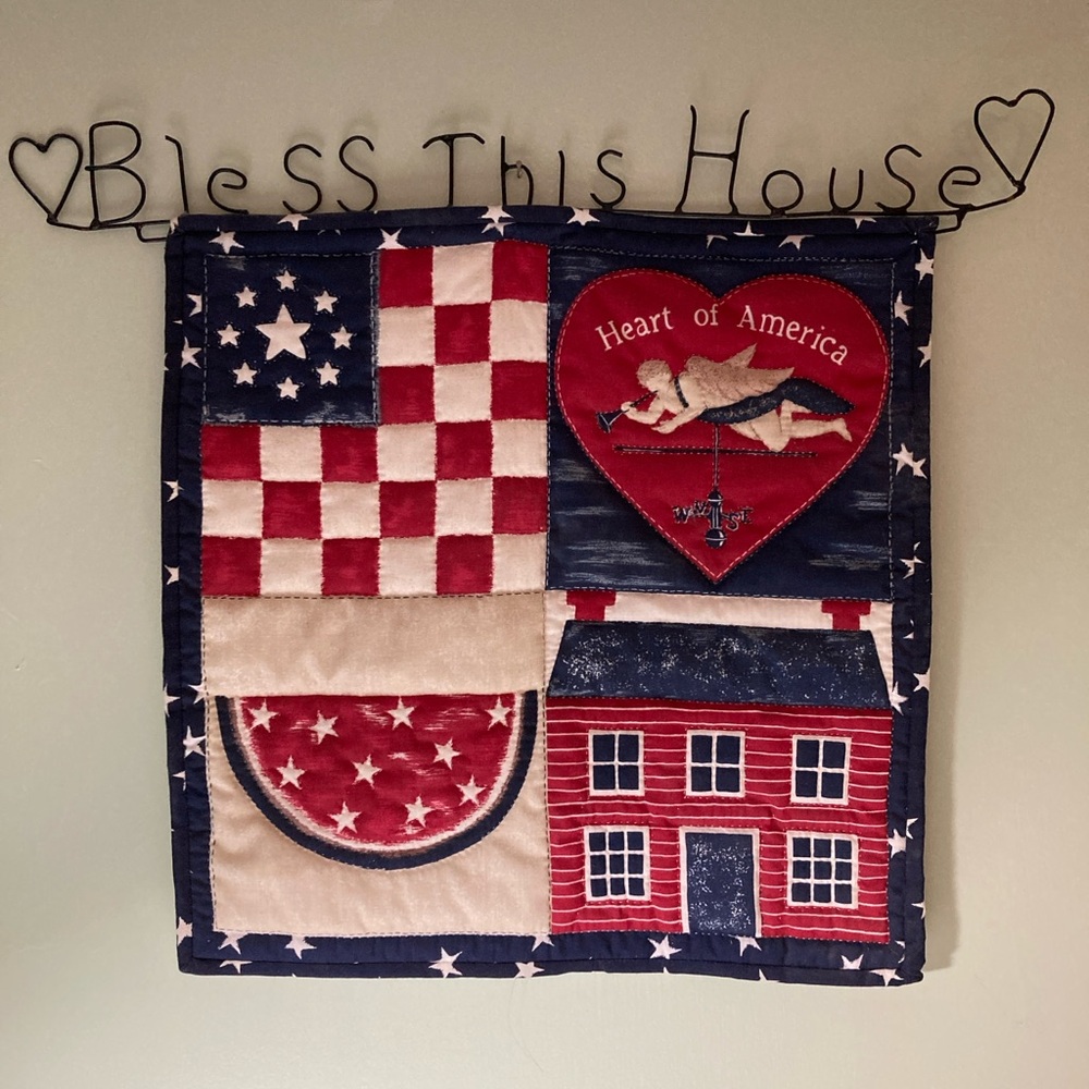 Vtg Fabric Traditions Heart of America Pillow Fabric Panel Cotton July 4th USA
